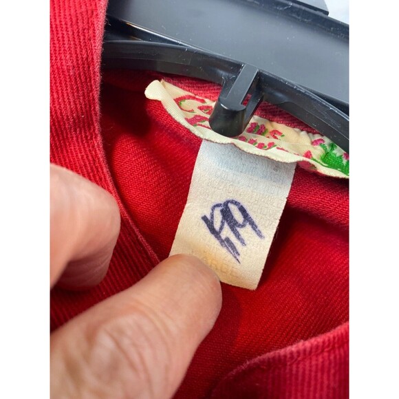 Vintage Cactus Flower Open Vest Womens Size L Red Western Southwest Sleeveless - Picture 9 of 16